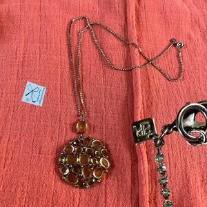 BR Banana Republic Gemmed Medallion Long Necklace